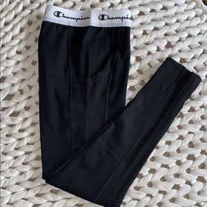 🆕 Champion Black White Leggings Mesh Stripe Fitted NWT